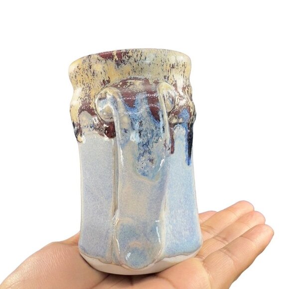 Primitive Style Hand Made Pottery Coffee Mug Cup Drip Glaze Signed By Artist VTG - Picture 11 of 15